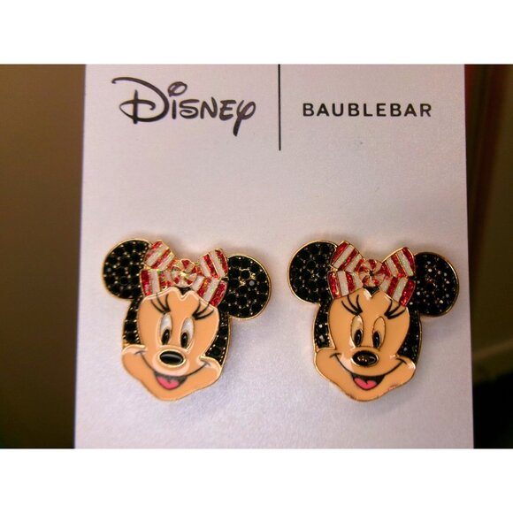 Disney X Baublebar Minnie Mouse Holiday Bow Earrings - Picture 1 of 5